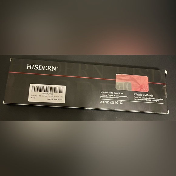 Hisdern Elegant Red Paisley Tie and Pocket Square Set - Picture 6 of 8